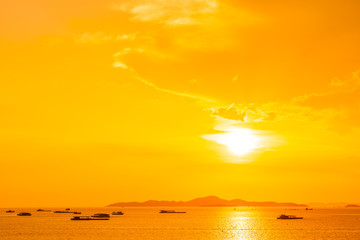 Beautiful landscape of sea ocean around Pattaya city in Thailand at sunset time