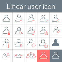 Basic user line icons set. linear style symbols collection, outline signs pack. vector graphics. Stock Vector illustration isolated on white background
