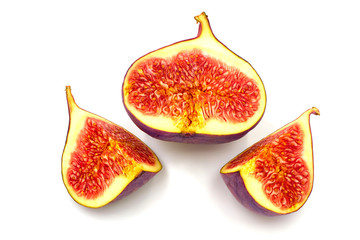 Fresh figs isolated on white background with shadow