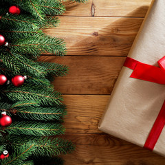 Christmas composition of free space for your decoration. Flat lay, copy space, top view