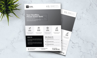 A4 minimalist modern elegant business template flayer vol 67 with black, white and grey color cmyk ready to print in vector editable layer