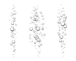 Vector set of fizzy drink isolated on white background. Air bubbles texture.