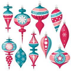 beautiful Christmas balls collection isolated on white