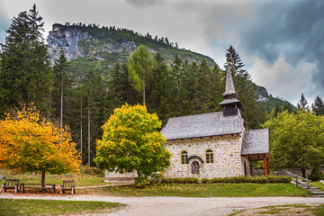 Church on the Alpine lake