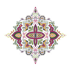 Indian colorful rug paisley ornament pattern design