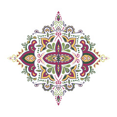 Indian colorful rug paisley ornament pattern design
