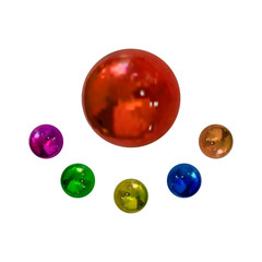 Vector Collection of Colorful Balls, Isolated, Realistic Metal Spheres,Bright Colors.