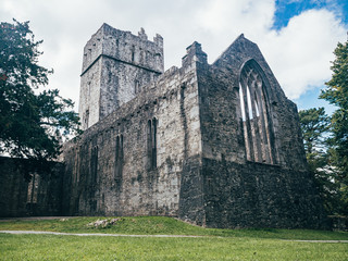 Ruins of old gothic church of Muckross Abbey in Killarney in Ireland