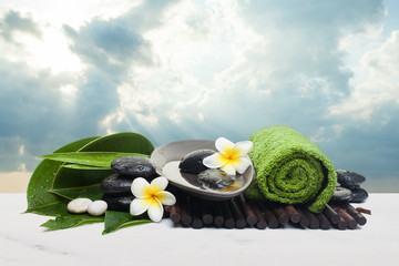 Welness spa set for healthy therapy on white background. Spa hea