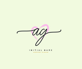 A G AG Beauty vector initial logo, handwriting logo of initial signature, wedding, fashion, jewerly, boutique, floral and botanical with creative template for any company or business.