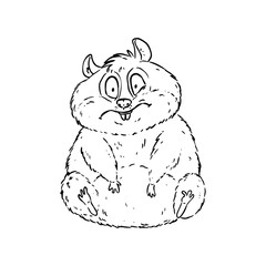 Cartoon illustration of a cute fat frustrated hamster. Comic style pet