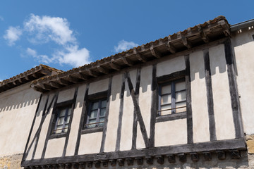 carcassonne city timbered house in medieval town france