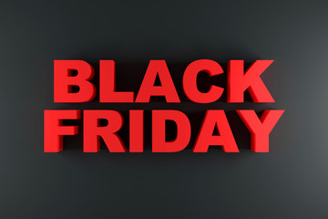Obraz premium Black Friday Sign on black background. Big Discount and Sale Concept. 3D Rendering