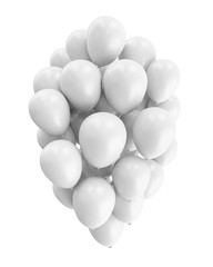 Group of White Balloons on white background. 3D Rendering