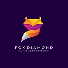 Fox Diamond Vector Template Design Illustration