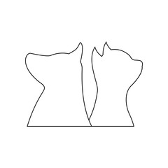 Dog and cat logo design. Linear and outline vector drawing and clipart. Isolated template for animal grooming, kennel, shelter and other ideas. 