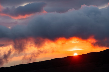 Sunrise telephoto close up mountains