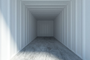 View of Inside in Empty Cargo Container.