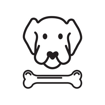 Bone And Dog Icon Vector Simple Design