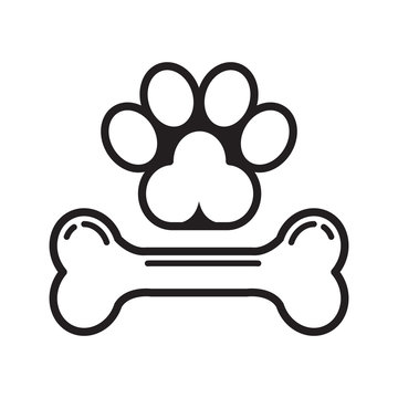 Bone And Dog Icon Vector Simple Design