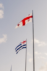 Batumi. Flags on the city embankment
