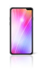 All-screen colorful smartphone mockup isolated on white. 3D render