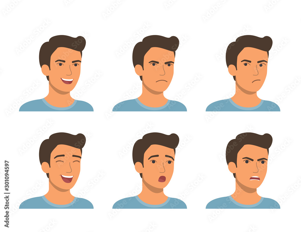 Wall mural Set of man emotion. Vector flat style illustration