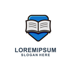 Shield Book Logo Design Premium with outline