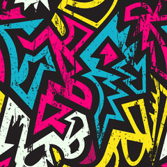 Graffiti geometric seamless pattern. - obrazy, fototapety, plakaty