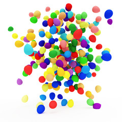 Fototapeta premium Heap of Multicolored Balloons isolated on white background. 3D Rendering