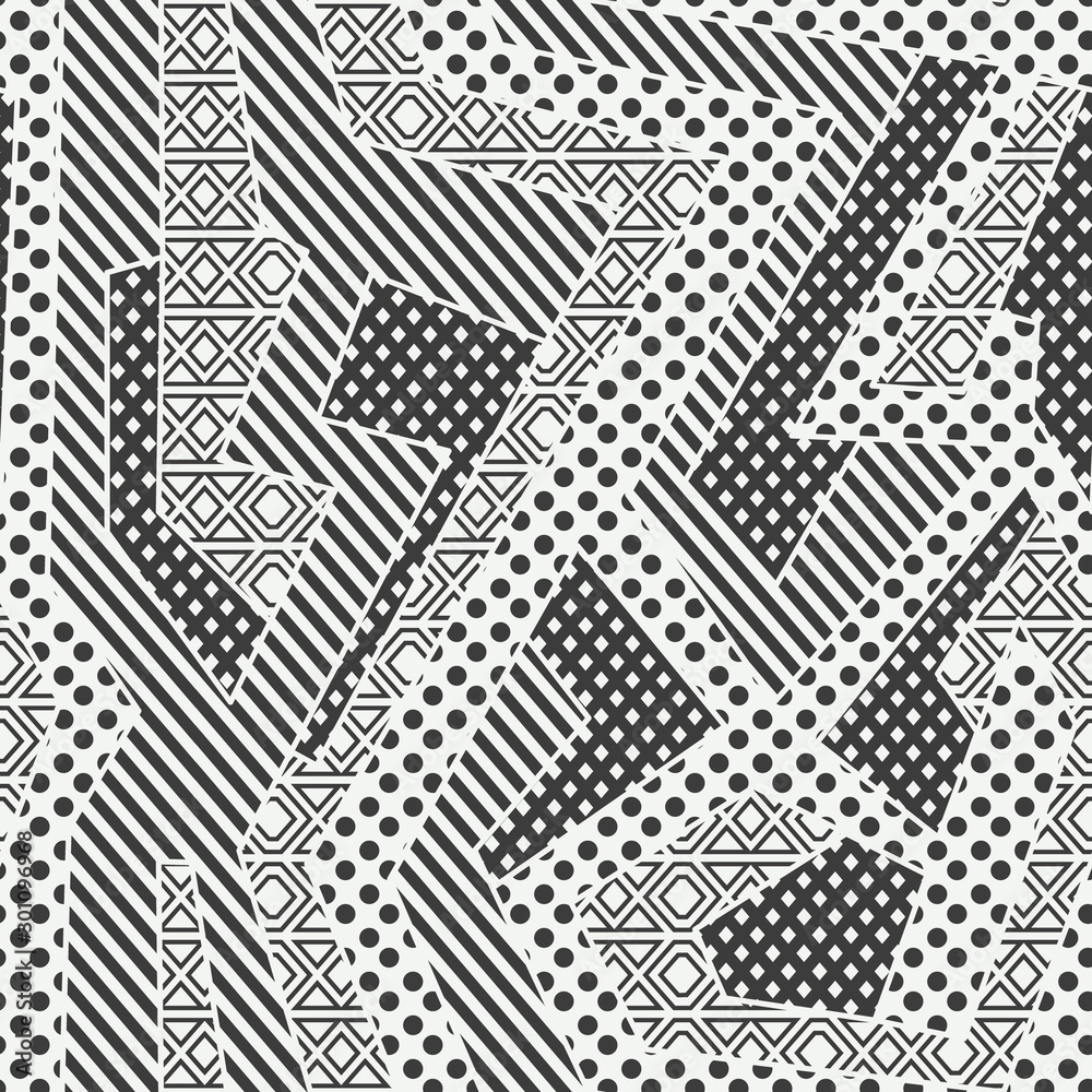 Wall mural monochrome cloth geometric seamless pattern.