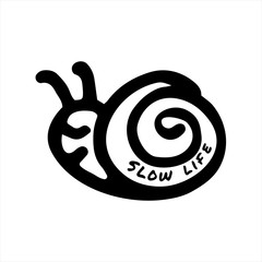 Slow life concept. Hand drawn banner. Snail and phrase 