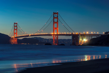 Golden Gate Bridge at night, San Francisco, California, USA