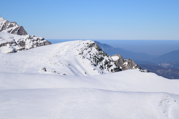 Winter landscape in Carpatian mountains - Sinaia-Busteni, Prahova county, Romania, Europe