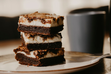 Chocolate cake close up photo