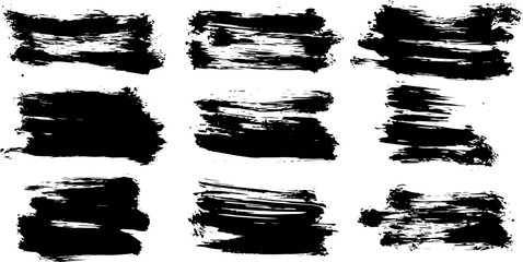 Vector black paint, ink brush stroke, brush, line or texture. Dirty artistic design element, box, frame or background for text.