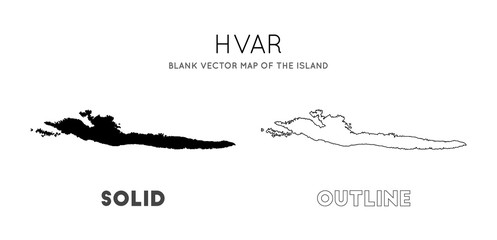Hvar map. Blank vector map of the Island. Borders of Hvar for your infographic. Vector illustration.