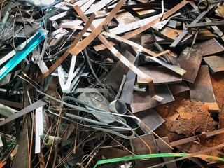 The steel waste,metal pile,stainless steel rubbish,prepare for recycle and reused
