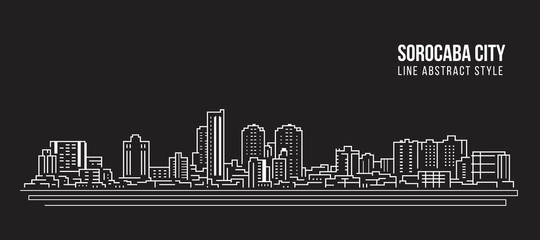 Fototapeta premium Cityscape Building panorama Line art Vector Illustration design - Sorocaba city