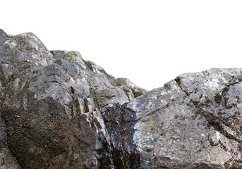 stone Rock cliff isolated on white background.