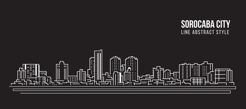 Cityscape Building panorama Line art Vector Illustration design - Sorocaba city