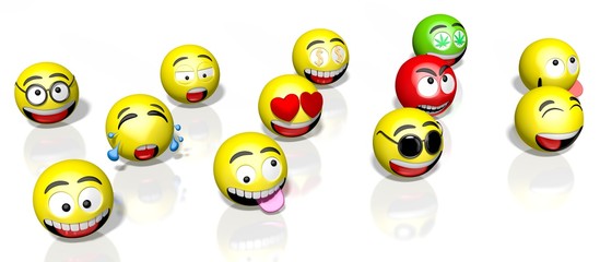 Emojis/ emoticons - different facial expressions - 3D rendering