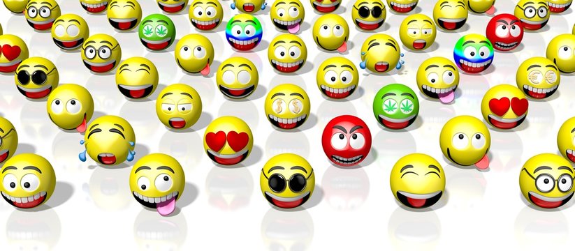 Emojis/ emoticons - different facial expressions - 3D rendering