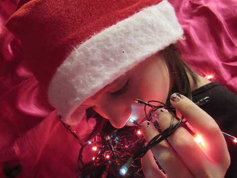 girl with christmas ornamentation