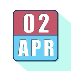 april 2nd. Day 2 of month,Simple calendar icon on white background. Planning. Time management. Set of calendar icons for web design. spring month, day of the year concept