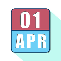 april 1st. Day 1 of month, Simple calendar icon on white background. Planning. Time management. Set of calendar icons for web design. spring month, day of the year concept