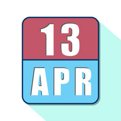 april 13th. Day 13 of month,Simple calendar icon on white background. Planning. Time management. Set of calendar icons for web design. spring month, day of the year concept