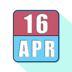 april 16th. Day 16 of month,Simple calendar icon on white background. Planning. Time management. Set of calendar icons for web design. spring month, day of the year concept