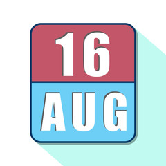 august 16th. Day 16 of month,Simple calendar icon on white background. Planning. Time management. Set of calendar icons for web design. summer month, day of the year concept