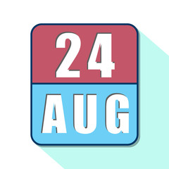 august 24th. Day 24 of month,Simple calendar icon on white background. Planning. Time management. Set of calendar icons for web design. summer month, day of the year concept